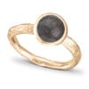 Organic ring in 585 yellow gold with a narrow band and an 8 mm Eclogite - a deep dark stone from Northern Norway.